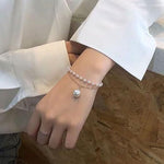 Load image into Gallery viewer, Layered Pearl Hand Chain Bracelet