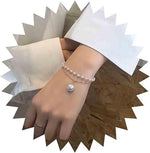 Load image into Gallery viewer, Layered Pearl Hand Chain Bracelet