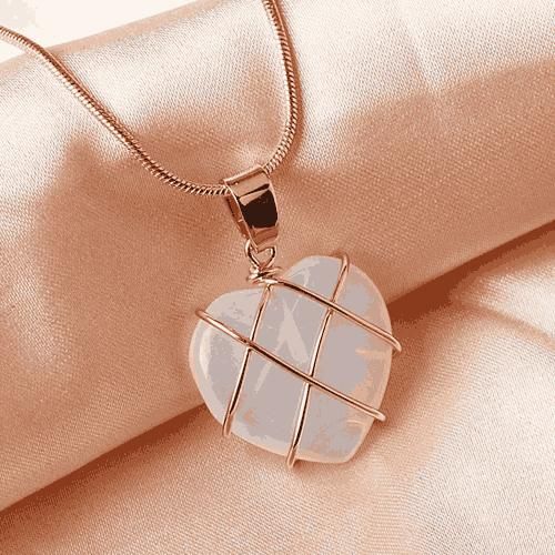 Fashion Metal Wrapped Love Heart Crystal Stone Pendant - My Store