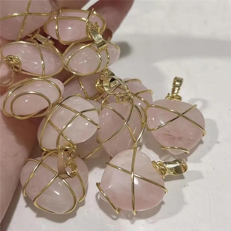 Fashion Metal Wrapped Love Heart Crystal Stone Pendant - My Store
