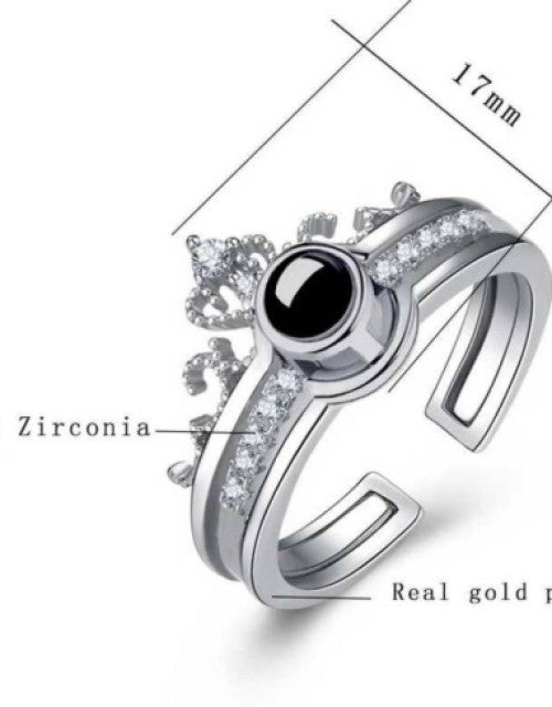 Glossy Finish Alloy Cubic Zirconia Sterling Silver Plated Ring