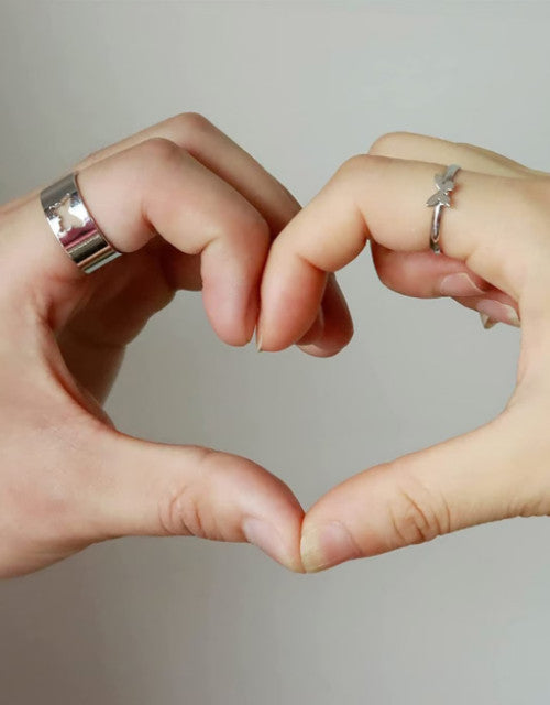 Silver-Plated Butterfly Couple Rings