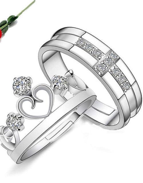 Sterling Silver Swarovski Elements Adjustable Couple Rings